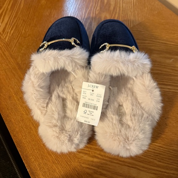 NWT J Crew Blue Velvet Loafer bit slippers size 8 - Picture 3 of 5